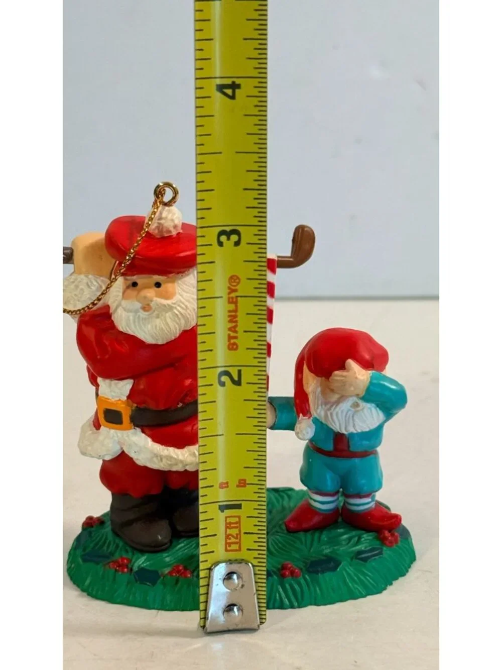 Vintage Christmas Golfing Santa Claus & Elf Caddie 1992 Ornament